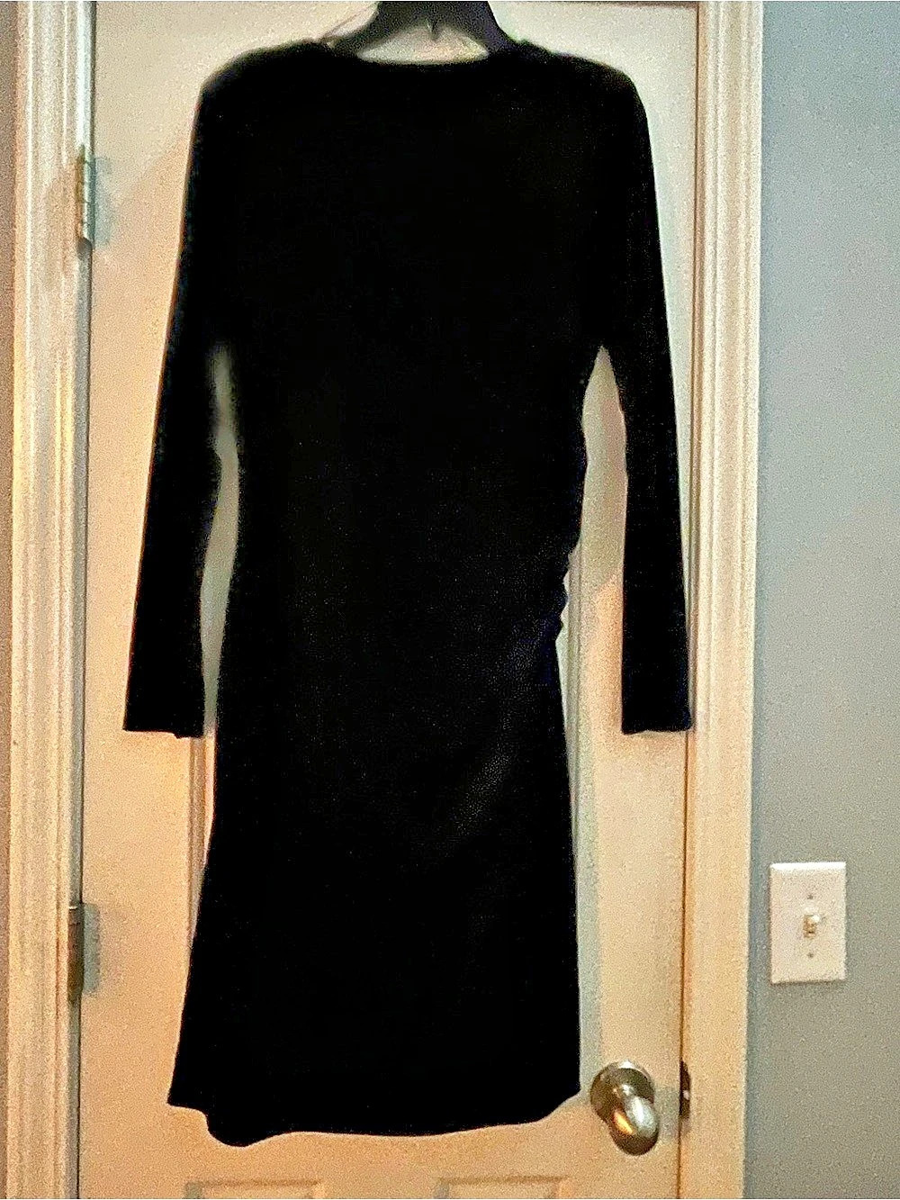 INC Mainflr Long Sleeve Dress in Black Velvet Size Large NWT